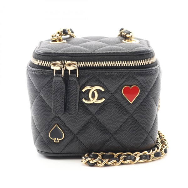 CHANEL Matelasse small vanity chain Shoulder Bag AP3078 leather Black Used GHW