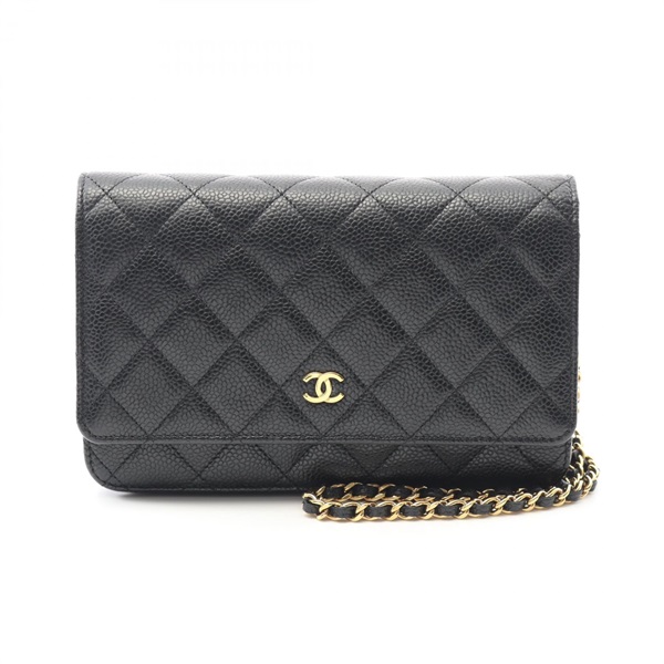 CHANEL Matelasse Chain Shoulder Bag AP0250 leather Black Used Women GHW CC