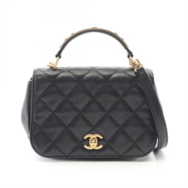 CHANEL Matelasse Hand Shoulder Bag A91903 Grained calfskin Black Used Women GHW