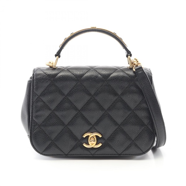 CHANEL Matelasse Hand Shoulder Bag A91903 Grained calfskin Black Used Women GHW