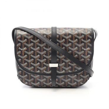GOYARD Belvedere PM Shoulder Bag crossbody PVC coated canvas leather Black Used
