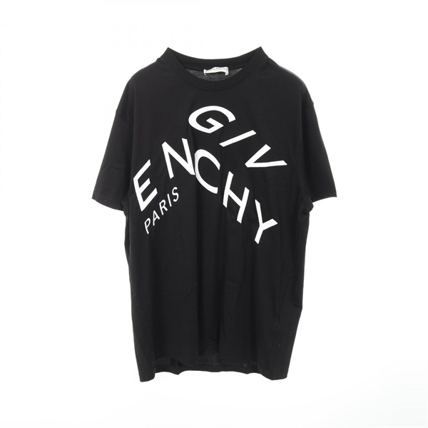 GIVENCHY Logo embroidery T-shirt #L short sleeves cotton Black Used mens