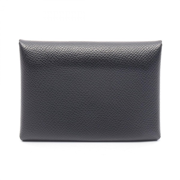 HERMES Calvi duo coin purse wallet Epsom leather Black Used Women W SHW