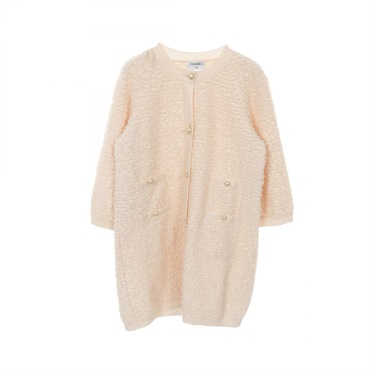 CHANEL COCO Mark pearl button cardigan P43830K04514 Rayon Pink Used Women #40