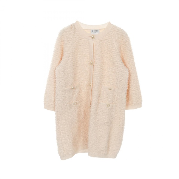 CHANEL COCO Mark pearl button cardigan P43830K04514 Rayon Pink Used Women #40