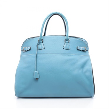 HERMES Frontier Handbag Clemence leather Blue jean Used Women B SHW