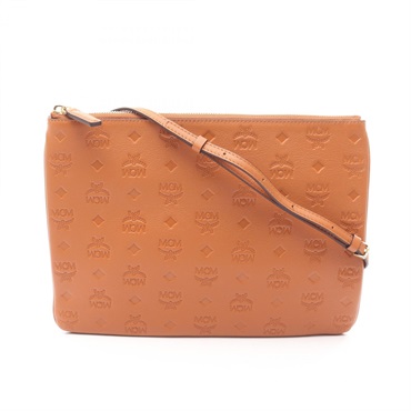 MCM Visetos Shoulder Bag leather Brown Used Women crossbody