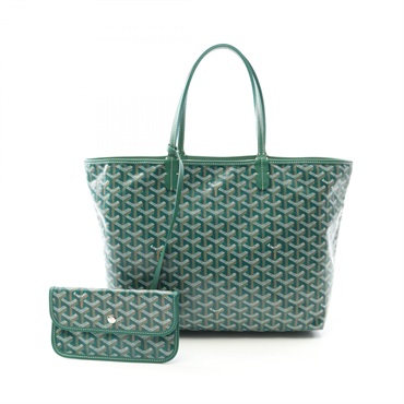 GOYARD Saint Louis PM Tote Handbag Canvas Leather Green Multicolor Used Women