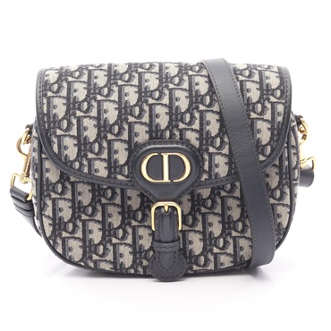 Christian Dior BOBBY Medium Crossbody Shoulder Bag Oblique Jacquard Beige Navy
