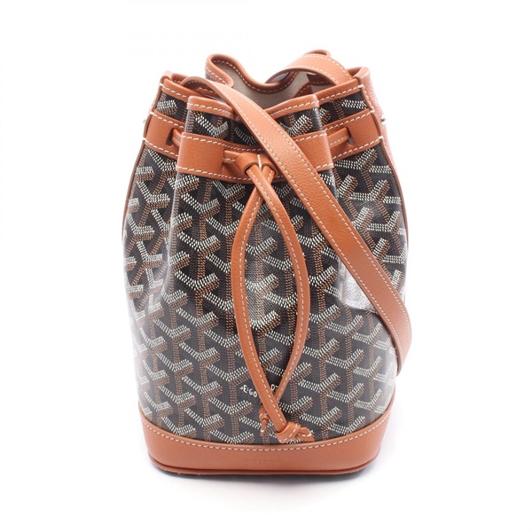 GOYARD Petit Flo Shoulder Bucket Bag Canvas Leather Black Brown Multicolor Used