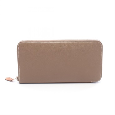 HERMES Azap long silk in wallet Epsom leather Beige Etoupe Grey Used Women SHW A