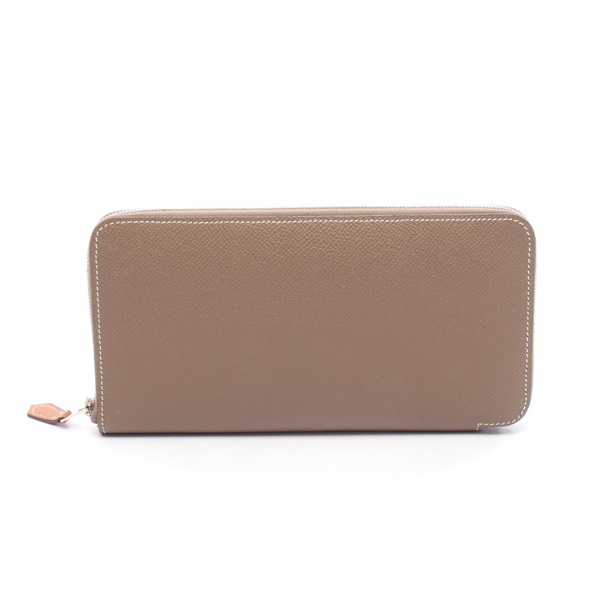 HERMES Azap long silk in wallet Epsom leather Beige Etoupe Grey Used Women SHW A