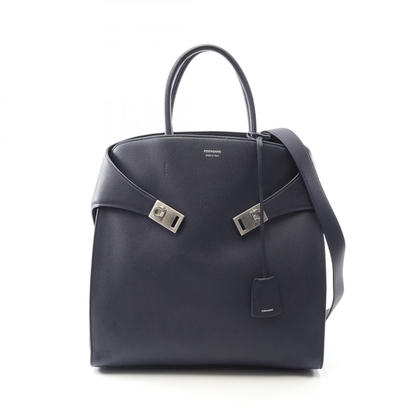 Salvatore Ferragamo Hug Shoulder Tote Bag 241666779071 leather Navy Used mens