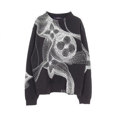 LOUIS VUITTON Monogram flower print sweat RM202 IHN HJY85W cotton Black mens #L