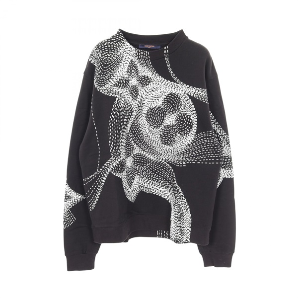 LOUIS VUITTON Monogram flower print sweat RM202 IHN HJY85W cotton Black mens #L