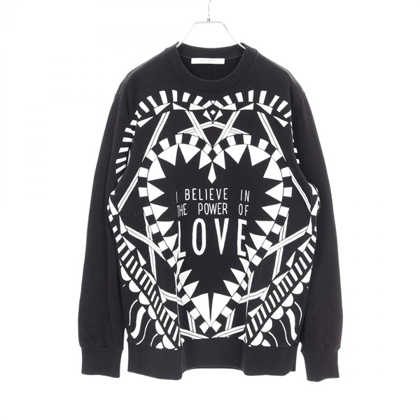 GIVENCHY I BELIEVE IN THE POWER OF LOVE Sweat Cotton Black White #XS Used Mens
