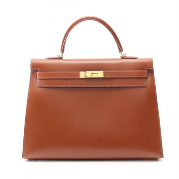HERMES Kelly 35 Handbag E Calfskin Brown Fauve Used Women Sellier GHW