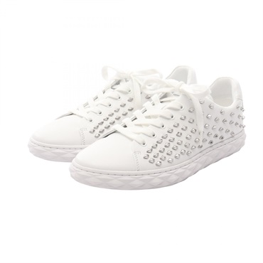 JIMMY CHOO Diamond Studded Light sneakers leather White #38 Used Women