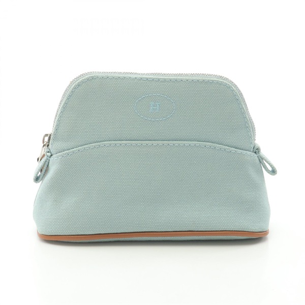 HERMES Bolide Pouch 15 Mini bag canvas Blue Eucalyptus Used Women SHW