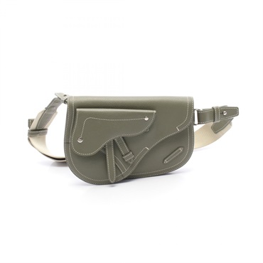 Dior SADDLE Waist bag crossbody 1AD0044 leather Khaki Used mens