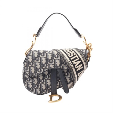 Dior SADDLE Mini Oblique Shoulder Handbag canvas leather Beige Blue Black Used