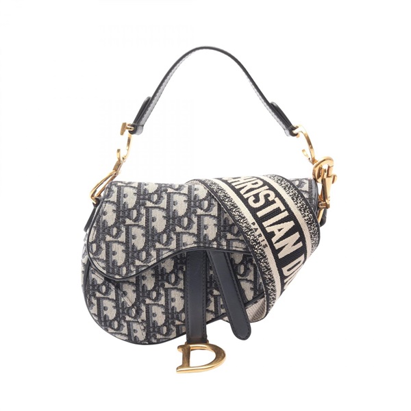 Dior SADDLE Mini Oblique Shoulder Handbag canvas leather Beige Blue Black Used