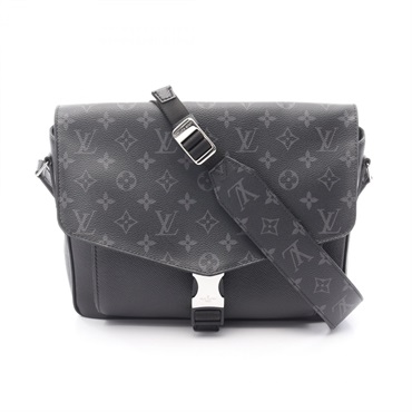 LOUIS VUITTON Messenger Shoulder Bag M30746 Taigalama canvas leather Black Used