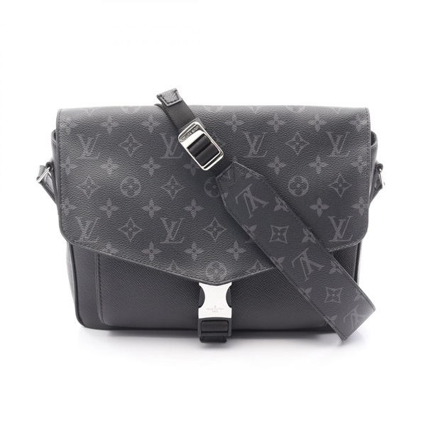 LOUIS VUITTON Messenger Shoulder Bag M30746 Taigalama canvas leather Black Used
