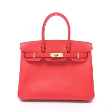HERMES Birkin 30 Handbag Epsom leather Red Bougainvillier Used Women C GHW