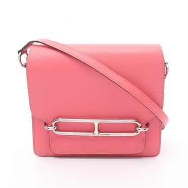 HERMES Roulis Mini Shoulder Bag Evercolor leather Rose azalee Used Y SHW women