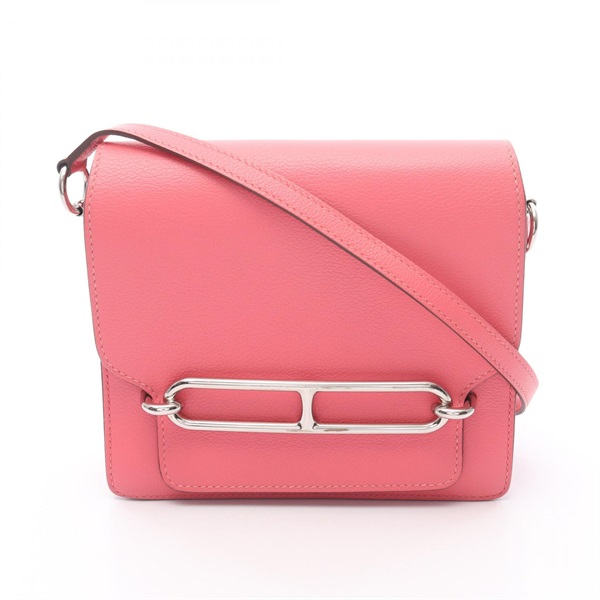 HERMES Roulis Mini Shoulder Bag Evercolor leather Rose azalee Used Y SHW women