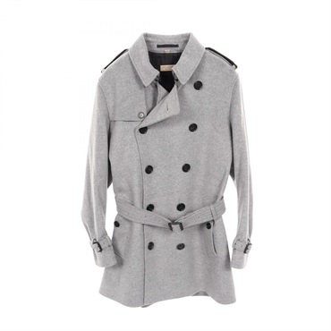 BURBERRY Double-breasted Trench Coat Wool cashmere Gray Size 48 Used mens
