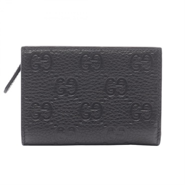 GUCCI GG Emblem Small Bi-fold wallet purse 815874 leather Black Used Women