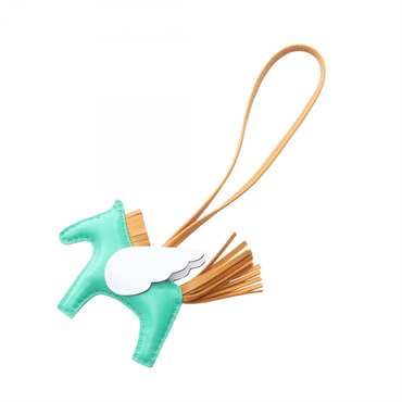 HERMES Rodeo Pegasus PM bag charm Agneau milo Swift leather Menthe Sesame Used Z