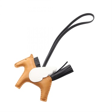 HERMES Rodeo Pegasus PM bag charm Agneau milo Swift leather Sesame Beige Used U