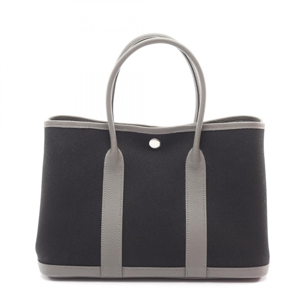 HERMES Garden party TPM Tote Hanbbag Toile Military Negonda Black Gray SHW W