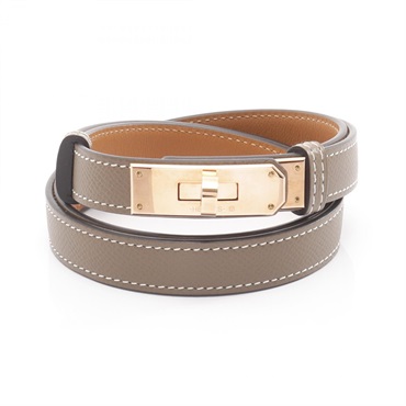 HERMES Kelly belt ceinture B Epsom Etoupe Grey Used PGHW Women