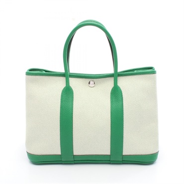HERMES Garden party TPM Tote Bag Y Country Toile twill H Beige bamboo SHW used