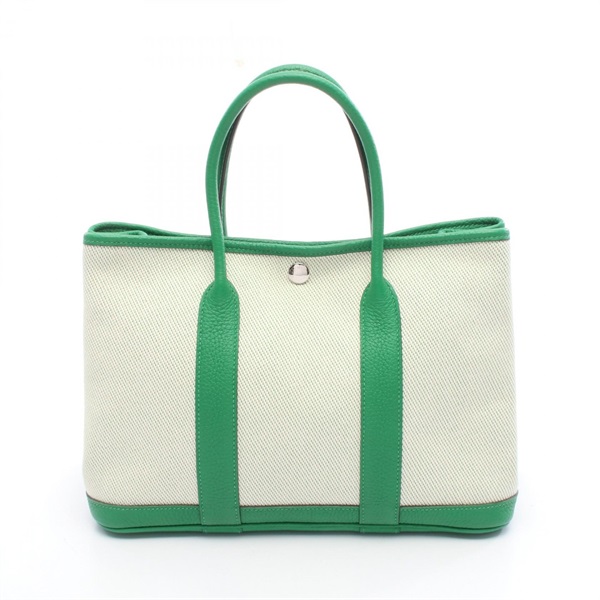 HERMES Garden party TPM Tote Bag Y Country Toile twill H Beige bamboo SHW used