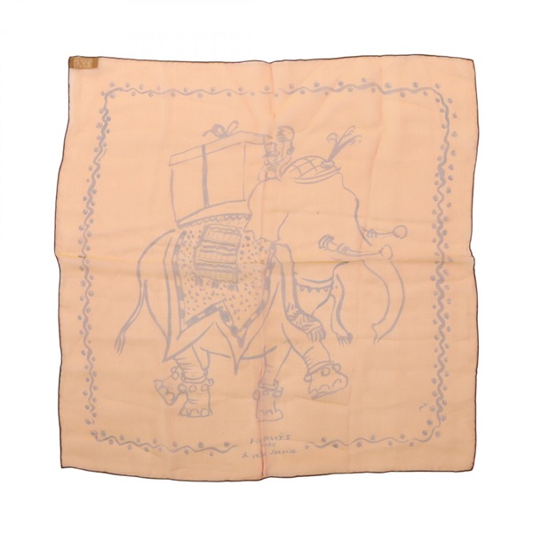 HERMES Petit Carre Carre 45 A votre service Scarf silk Orange Used Women