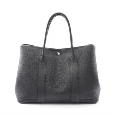 HERMES Garden party PM Tote hand Bag C Negonda leather Black Used SHW Women