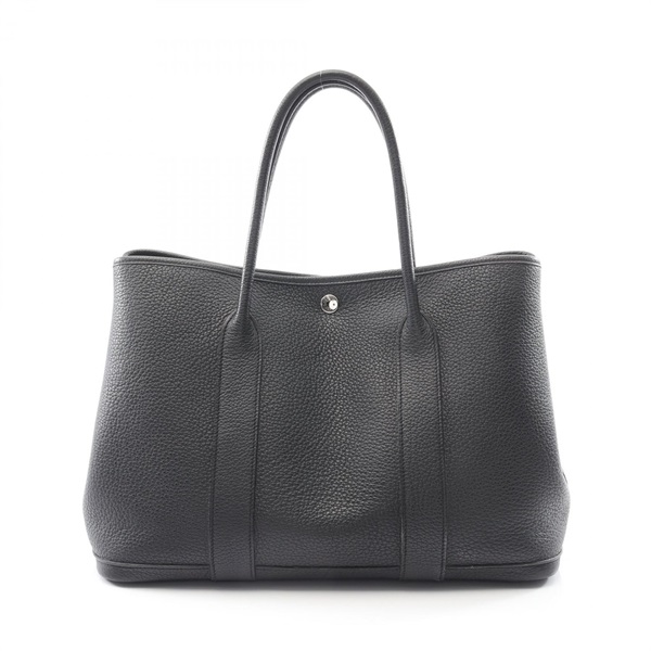 HERMES Garden party PM Tote hand Bag C Negonda leather Black Used SHW Women