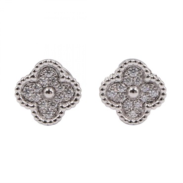 Van Cleef & Arpels Sweet Alhambra Pierced earrings Diamond 18KWG White Gold Used