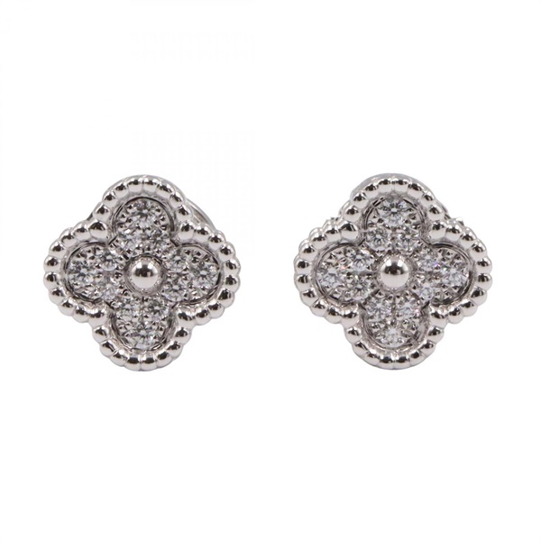 Van Cleef & Arpels Sweet Alhambra Pierced earrings Diamond 18KWG White Gold Used