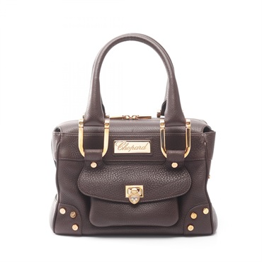 Chopard Handbag leather Brown Used Women GHW Logo