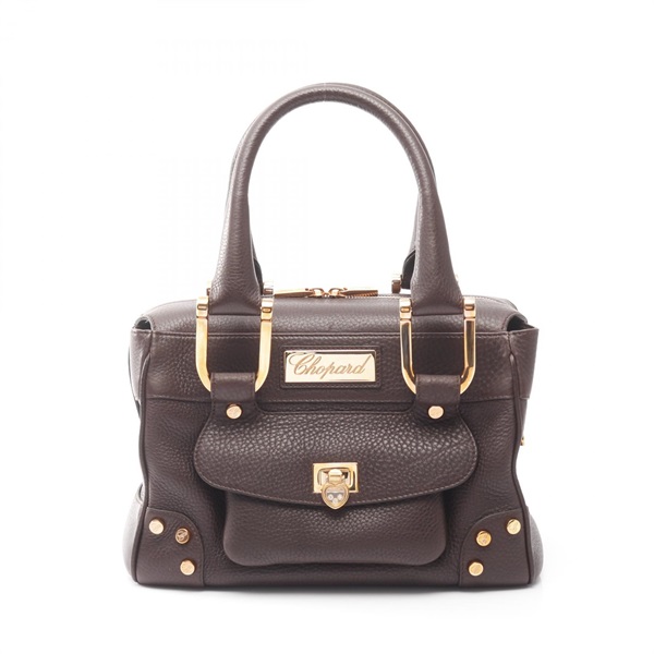 Chopard Handbag leather Brown Used Women GHW Logo