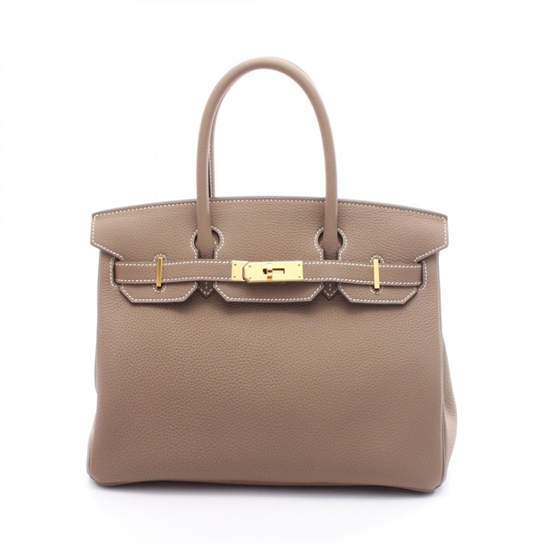 HERMES Birkin 30 Handbag Togo leather Brown Etoupe Grey Used Women D GHW