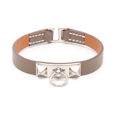 HERMES Rivale mini Bracelet Swift leather Brown Used Women U SHW
