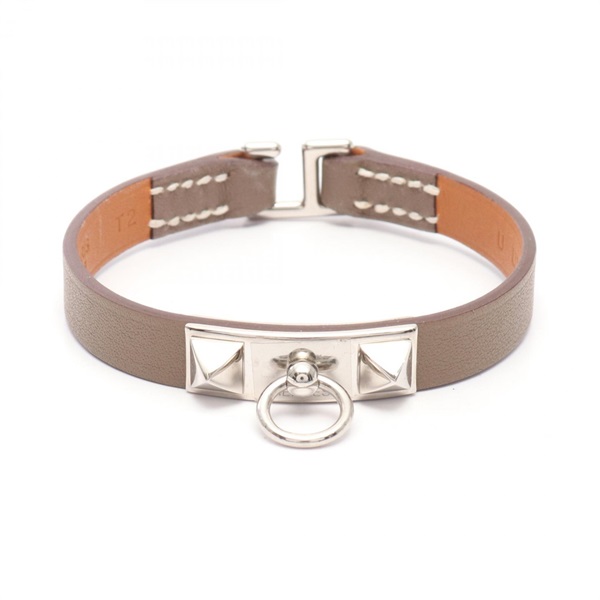 HERMES Rivale mini Bracelet Swift leather Brown Used Women U SHW