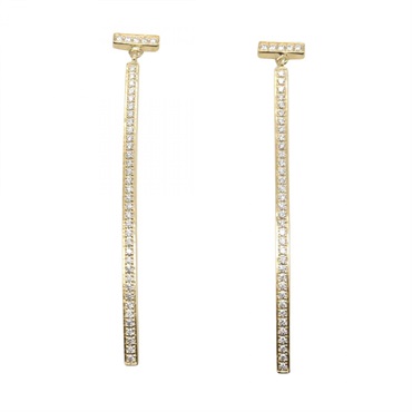 TIFFANY＆CO T-bar Diamond Pierced earrings 18KYG Yellow Gold Used women
